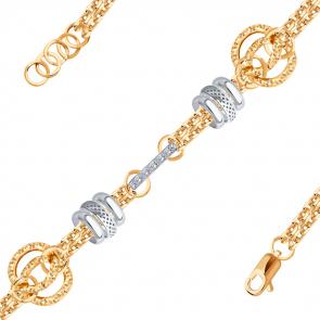 Золотой браслет плетение Фантазийное Радуга с фианитом РТ-26127-414545К-2-Б фото