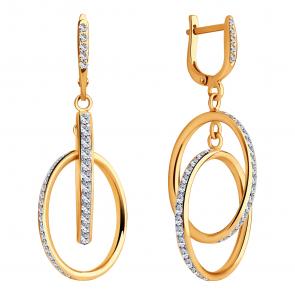 Золотые серьги Радуга с фианитом РТ-407К фото