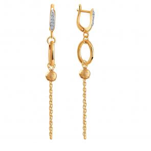 Золотые серьги Радуга с фианитом РТ-944КА-2 фото