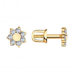 Золотые серьги Красносельский ювелир с фианитом С1659 фото