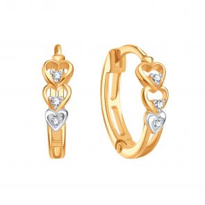 Золотые серьги Karatov с бриллиантом Т101027791 фото