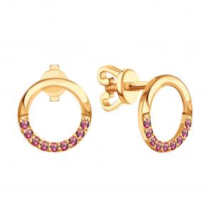 Золотые серьги Karatov с рубином Т10102В986-01 фото