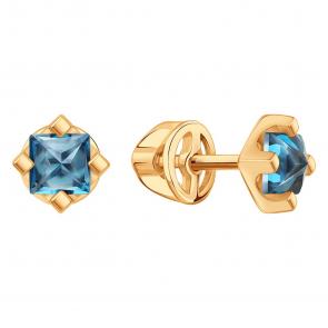 Золотые серьги Karatov с Лондон топазом Т10102Г448 фото