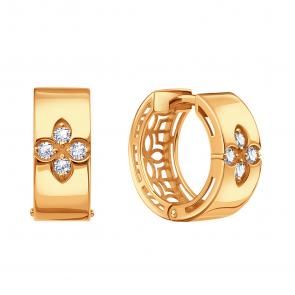 Золотые серьги-трансформеры Karatov с бриллиантом Т10102Г462 фото