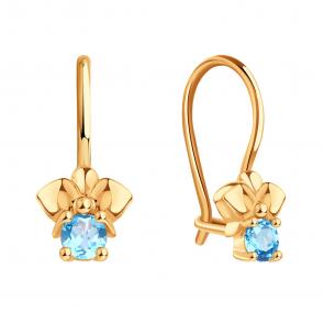 Золотые серьги Karatov с топазом Т10102Е281 фото