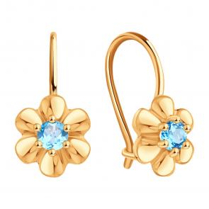 Золотые серьги Karatov с топазом Т10102Е282 фото