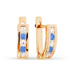 Золотые серьги Karatov с фианитом Т102025448-02 фото