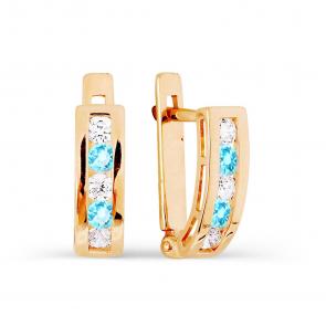 Золотые серьги Karatov с фианитом Т102025448-04 фото