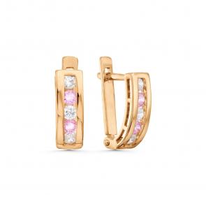 Золотые серьги Karatov с фианитом Т102025448-05 фото