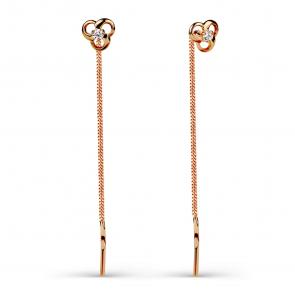 Золотые серьги Karatov с фианитом Т102025826 фото