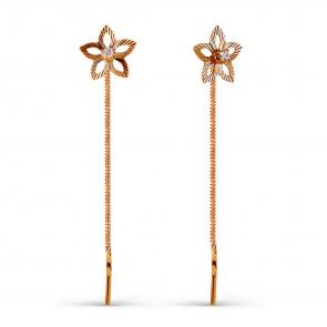 Золотые серьги Karatov с фианитом Т102025829 фото