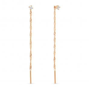 Золотые серьги Karatov с фианитом Т102025832-1 фото