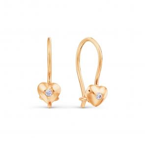 Золотые серьги Karatov с фианитом Т10202604 фото