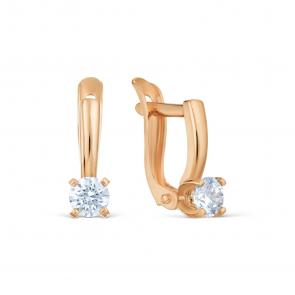 Золотые серьги Karatov с фианитом Т102026654 фото