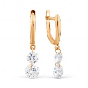 Золотые серьги Karatov с фианитом Т102029302 фото