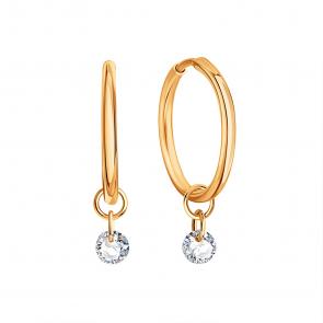 Золотые серьги Karatov с фианитом Т102029314 фото