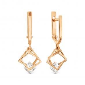 Золотые серьги Karatov с фианитом Т102029531 фото