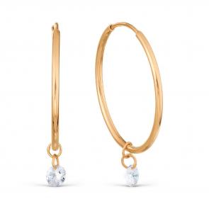 Золотые серьги Karatov с фианитом Т10202Б099 фото