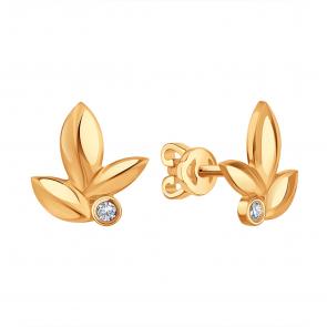 Золотые серьги Karatov с фианитом Т10202В654 фото