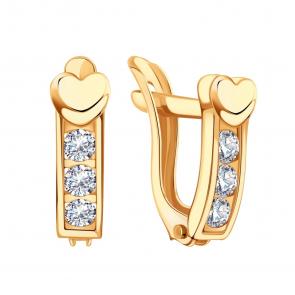 Золотые серьги Karatov с фианитом Т10202В680 фото