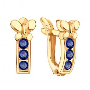 Золотые серьги Karatov с фианитом Т10202В682-02 фото