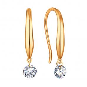 Золотые серьги Karatov с фианитом Т10202В790 фото
