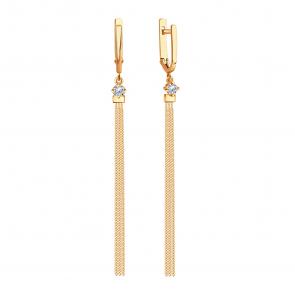 Золотые серьги Karatov с фианитом Т10202В830 фото