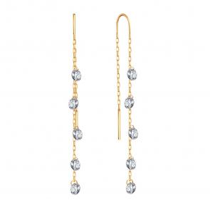 Золотые серьги Karatov с фианитом Т10202В836 фото