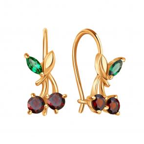 Золотые серьги Karatov с фианитом Т10202В984 фото