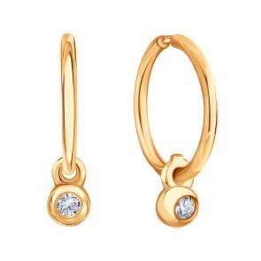 Золотые серьги-трансформеры Karatov с фианитом Т10202Г047 фото