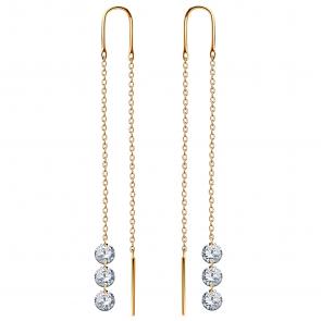 Золотые серьги Karatov с фианитом Т10202Е358 фото