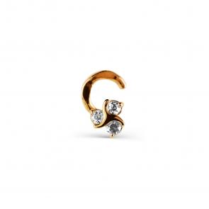 Золотой пирсинг в нос Karatov с фианитом Т10207076 фото
