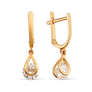 Золотые серьги Karatov с фианитом Т102627537 фото