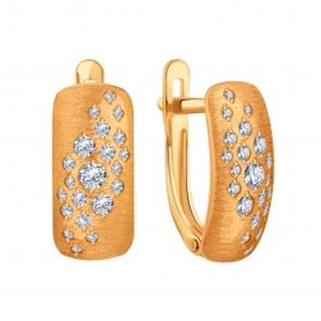 Золотые серьги Karatov с фианитом Т10262Г075 фото