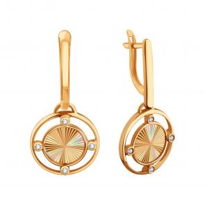 Золотые серьги Karatov с фианитом Т10262Г452 фото