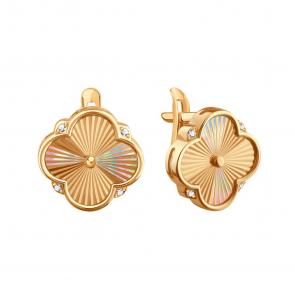 Золотые серьги Karatov с фианитом Т10262Г453 фото