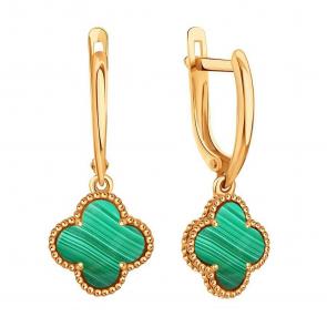 Золотые серьги Karatov с малахитом Т10302Г058-03 фото