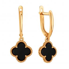 Золотые серьги Karatov с ониксом Т10302Г058 фото