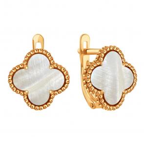 Золотые серьги Karatov с перламутром Т10302Г059-01 фото