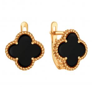 Золотые серьги Karatov с ониксом Т10302Г059 фото