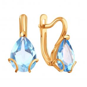 Золотые серьги Karatov с топазом Т10302Е193 фото