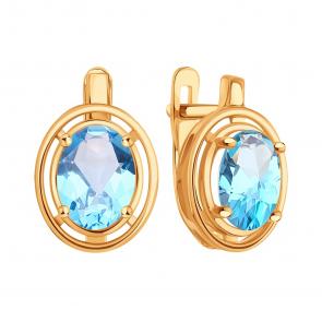 Золотые серьги Karatov с топазом Т10302Е194 фото