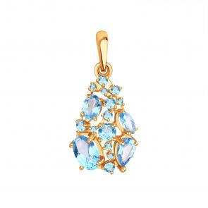 Золотая подвеска Karatov с топазом и фианитом Т103035828 фото