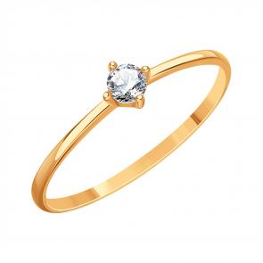 Золотое кольцо Karatov с фианитом Т107017273 фото