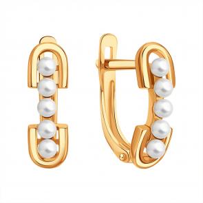 Золотые серьги Karatov с жемчугом Т10802В957 фото