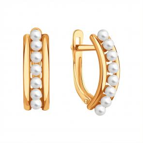 Золотые серьги Karatov с жемчугом Т10802В961 фото