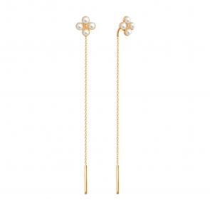 Золотые серьги Karatov с жемчугом Т10802Г402 фото