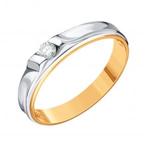 Золотое обручальное кольцо 3,6 мм Karatov с бриллиантом Т131011119 фото