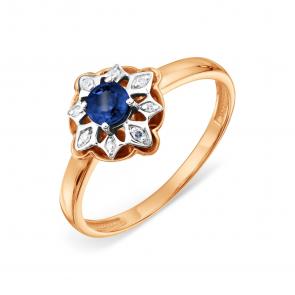 Золотое кольцо Karatov с бриллиантом и сапфиром Т13101А740-01-02 фото