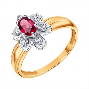Золотое кольцо Karatov с бриллиантом и рубином Т13101Б115-01-01 фото